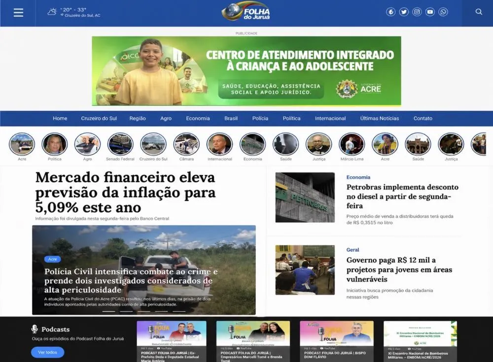 Folha do Juruá apresenta novo layout e amplia experiência dos leitores